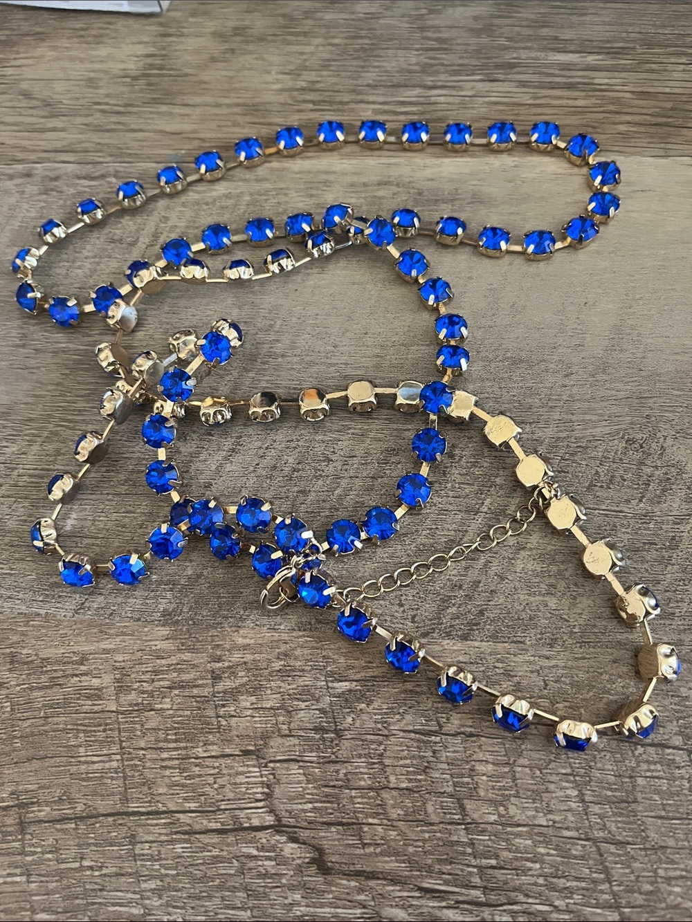 Kate Spade necklace 21” gold-tone long strand blue stones bag included